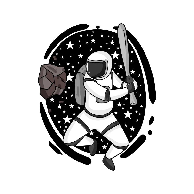 Astronaute avec batte de baseball dans l’espace