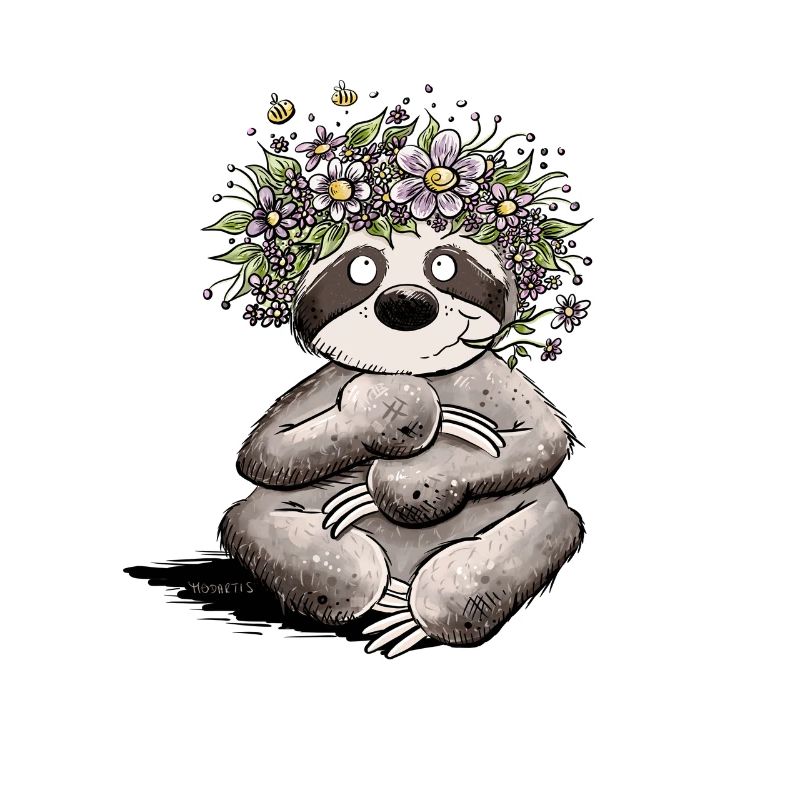 Flowers sloth in spring