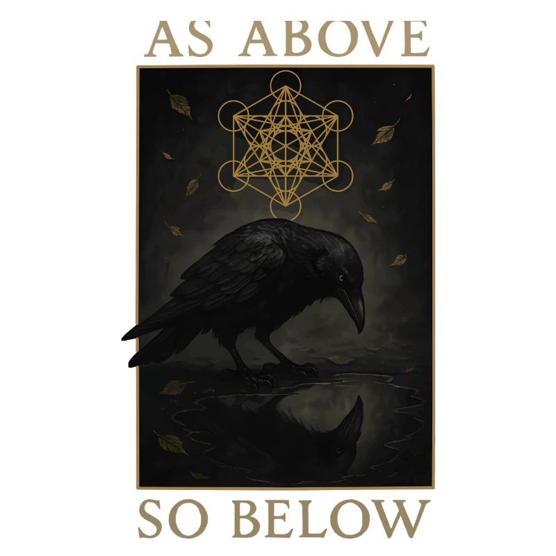As Above So Below Raven Metatron's Cube Art