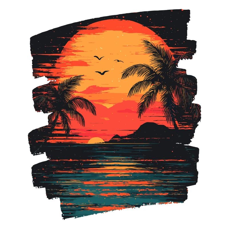 Beach Palm Trees Sunset Summer