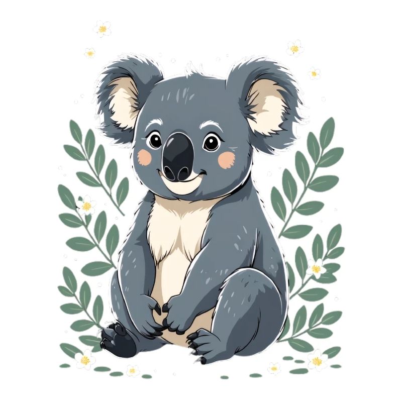Koala mignon avec une couronne de fleurs