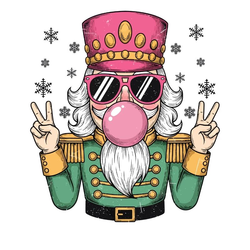 Nutcracker blows chewing gum