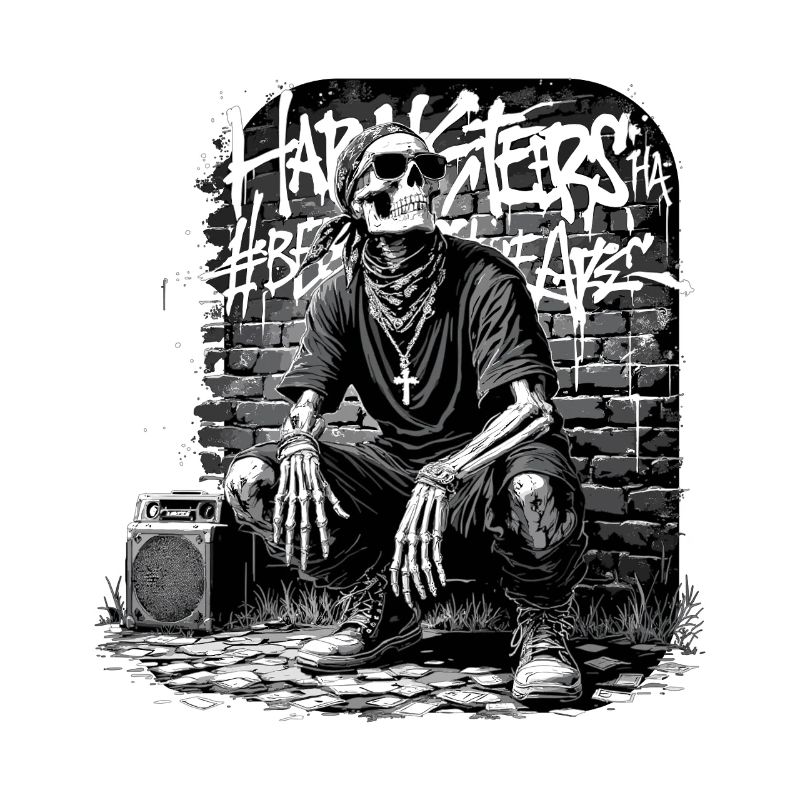 Graffiti scheletro con boombox