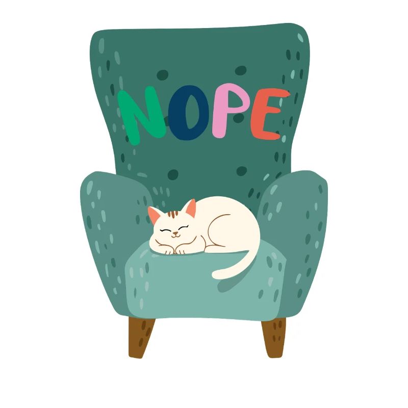 Cute Sleeping Cat with "NOPE" Lazy Mood