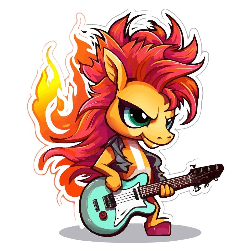 Flame skirt bangs with guitar