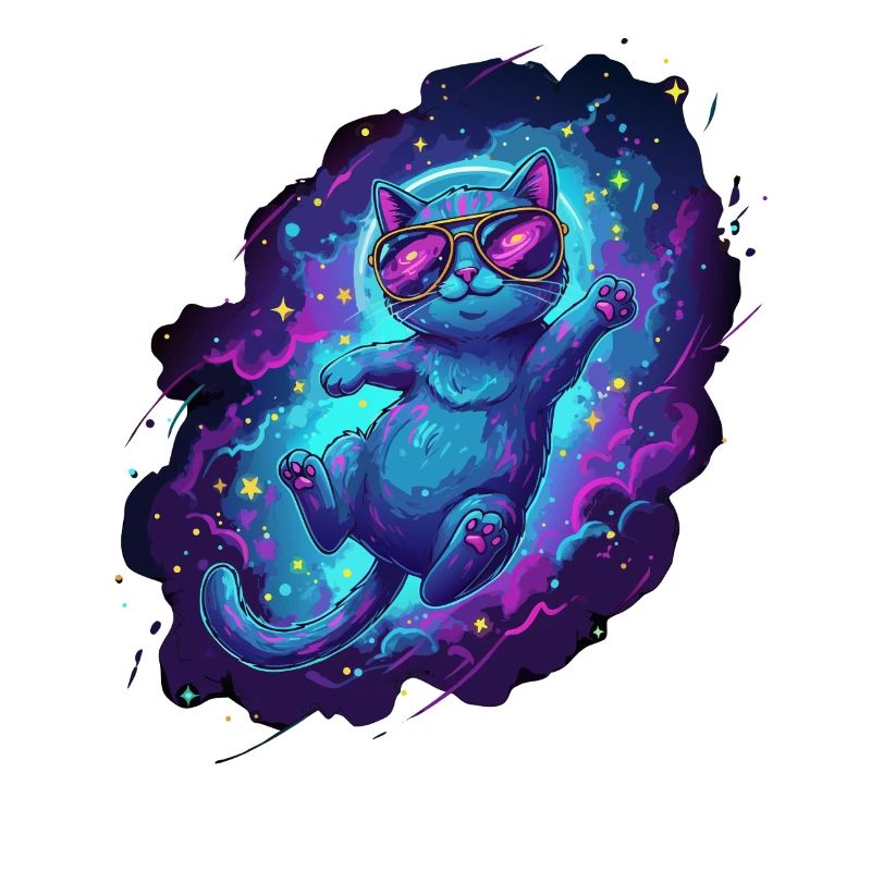 Chat de l’espace cool avec des lunettes de soleil dans l’espace