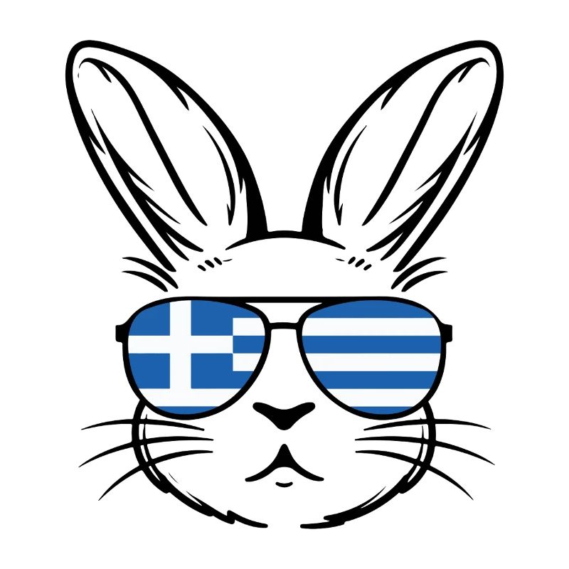 Drapeau grec de Pâques Lapin de Pâques