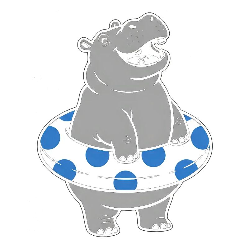 Hippopotamus with polka float ring