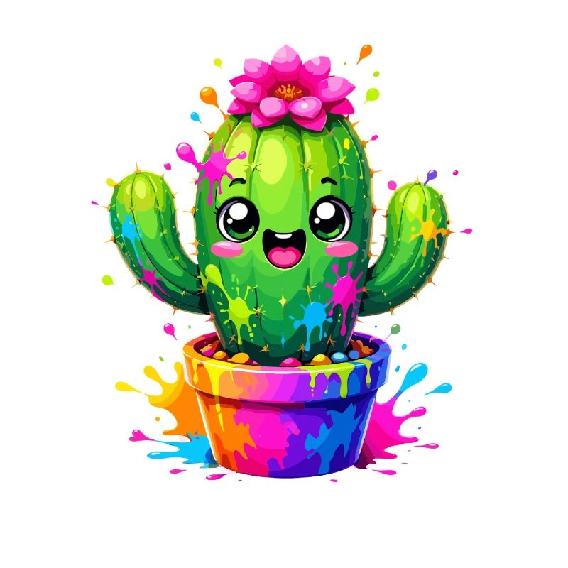 Cactus Joyeuses Fleurs Éclaboussurées