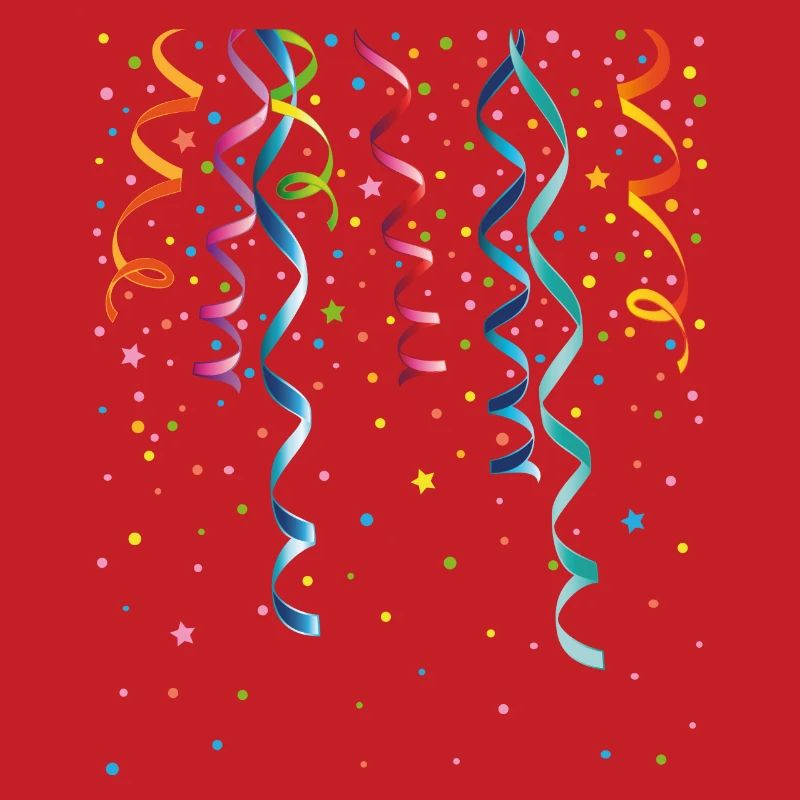 Silvester. Bunte Luftschlangen mit Konfetti.