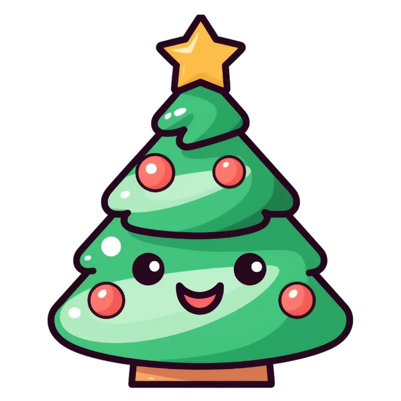 Conception de dessin animé d’arbre de Noël kawaii