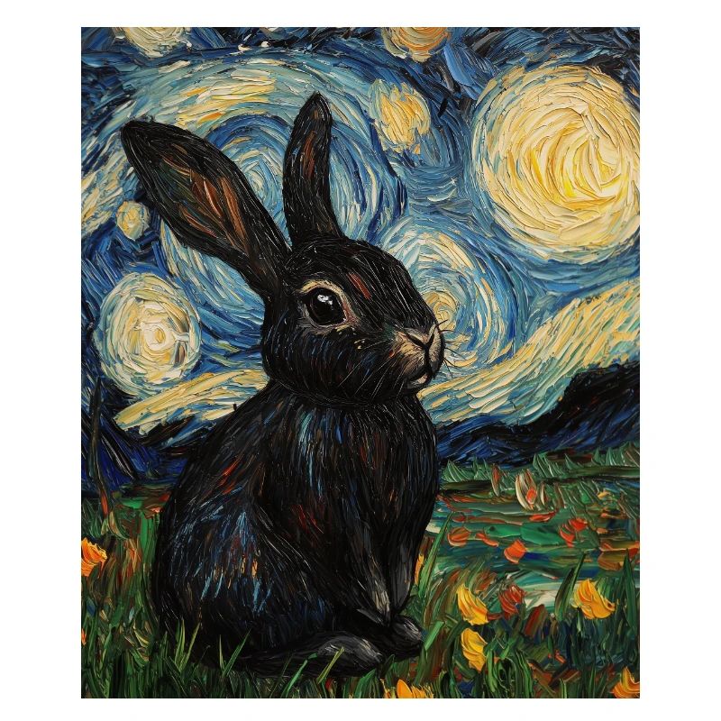 Bunny Van Gogh Style Starry Night