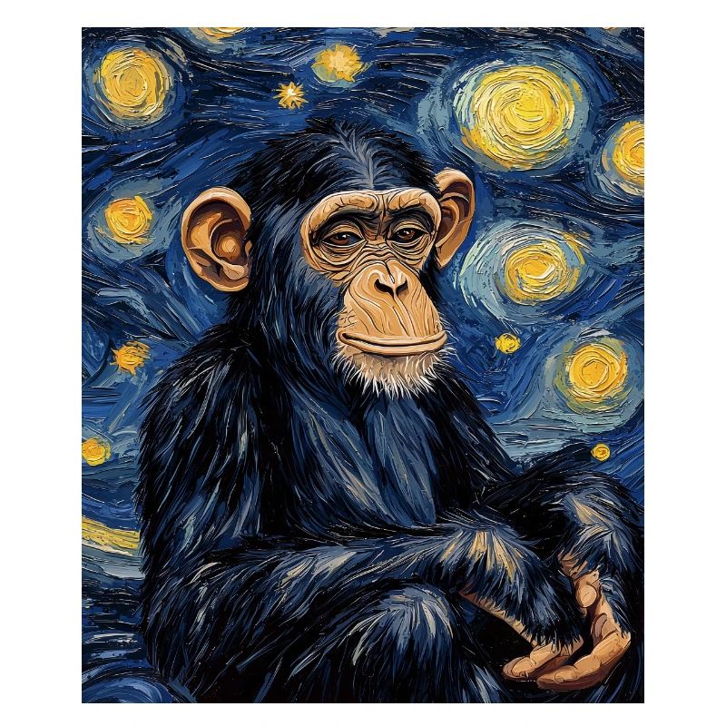 Monkey Chimpanzee Van Gogh Style Starry