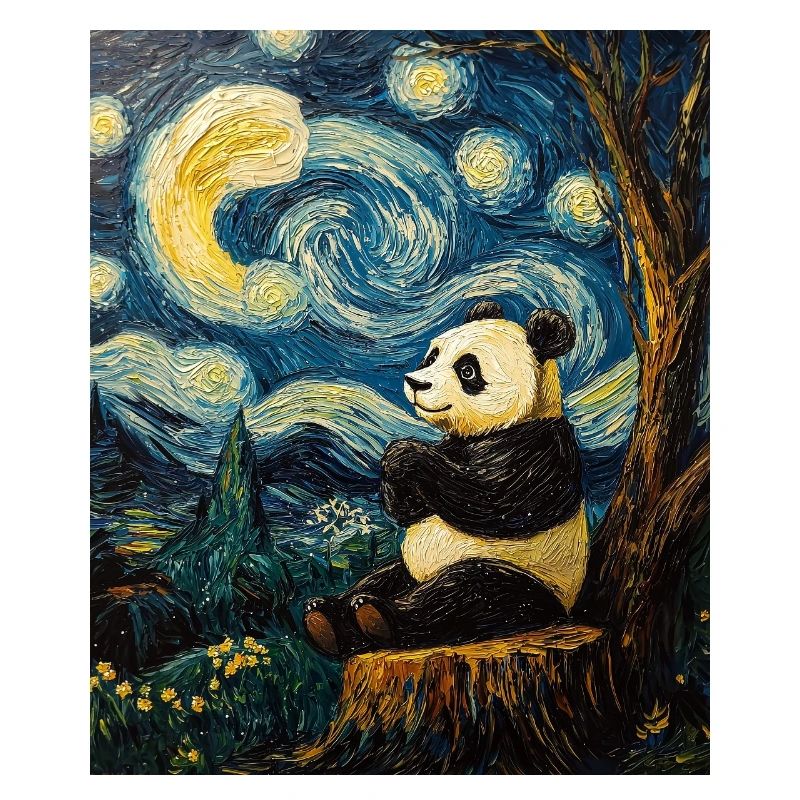 Panda Bear Van Gogh Style Starry Night