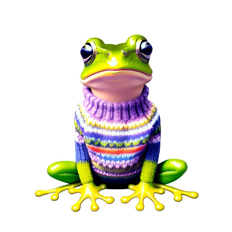 Kleiner Regenbogenfrosch mit Norweger-Pullover