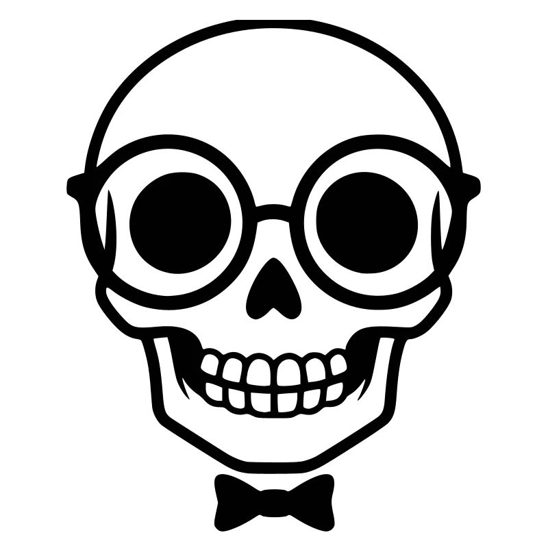 Nerd skull with glasses & bow tie