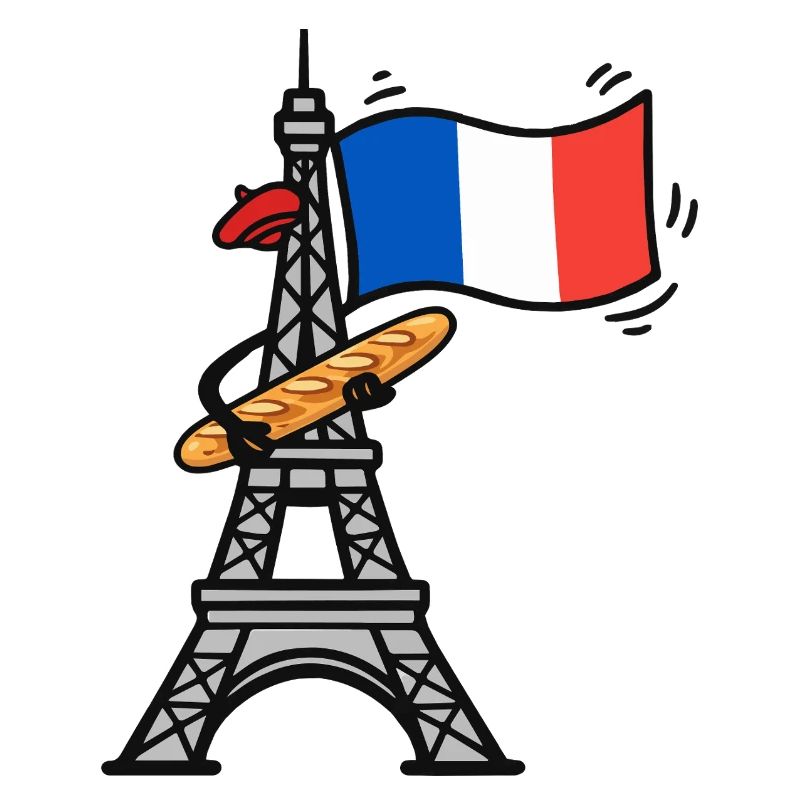 Baguette drôle de drapeau français de la Tour Eiffel