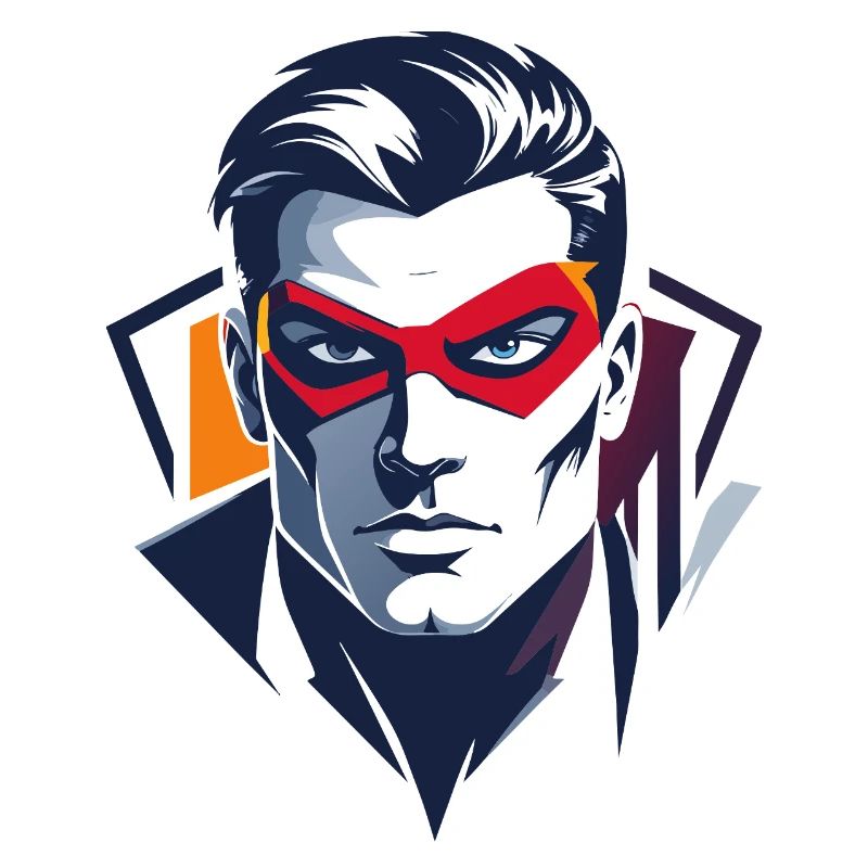 Heldenportrait Rote Maske Comic Superheld Zeichen