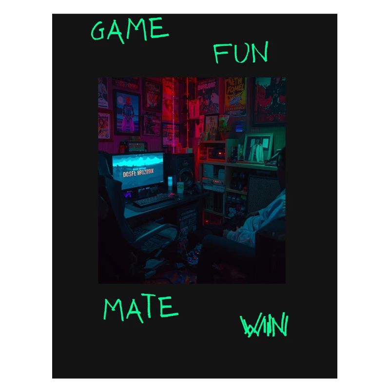 Neon Retro Gaming Raum Spruch 