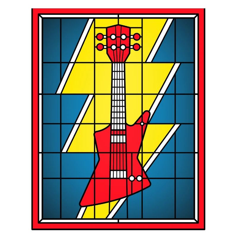 Guitare en vitrail avec éclair
