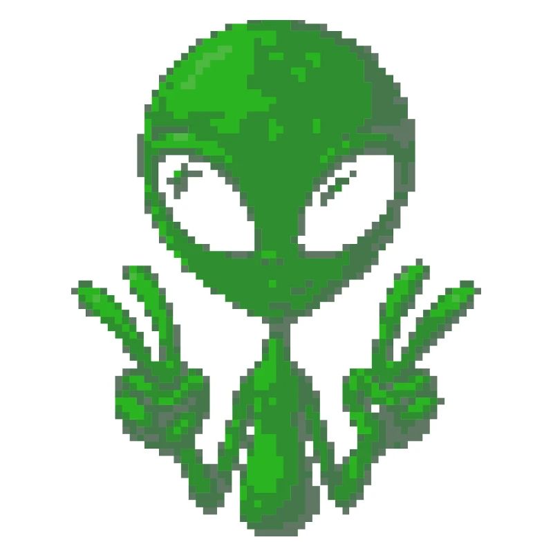 Pixel Alien Friedenszeichen