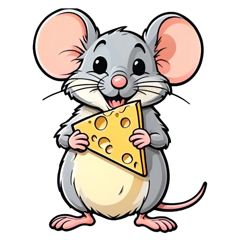 Freche Cartoon-Maus mit Käse