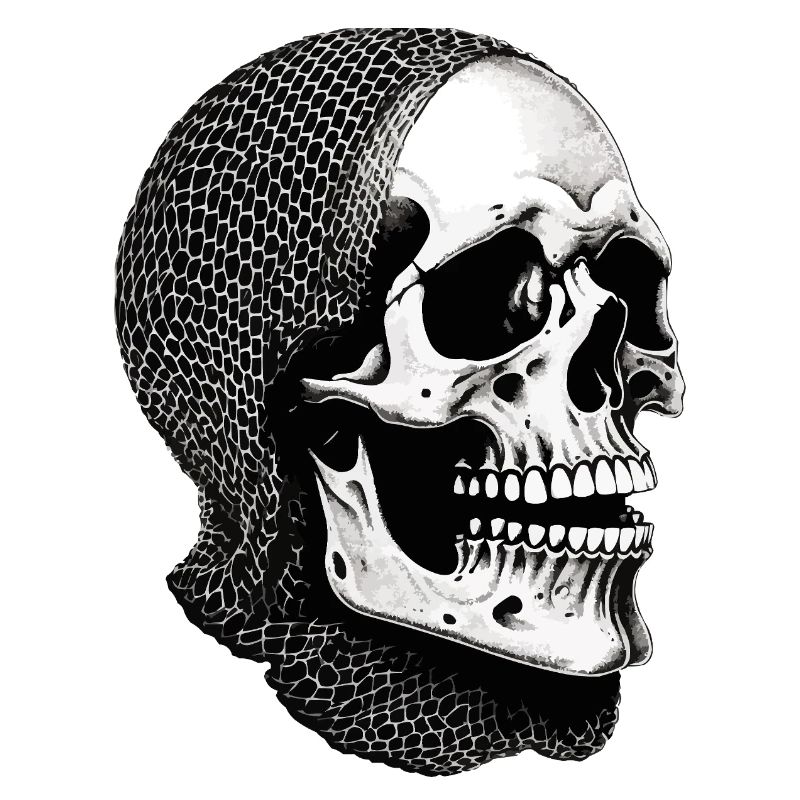 Skull in a net scarf