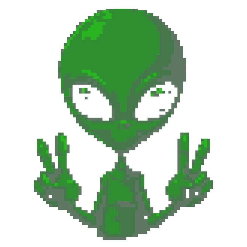 Pixel Alien Friedenszeichen-Tee
