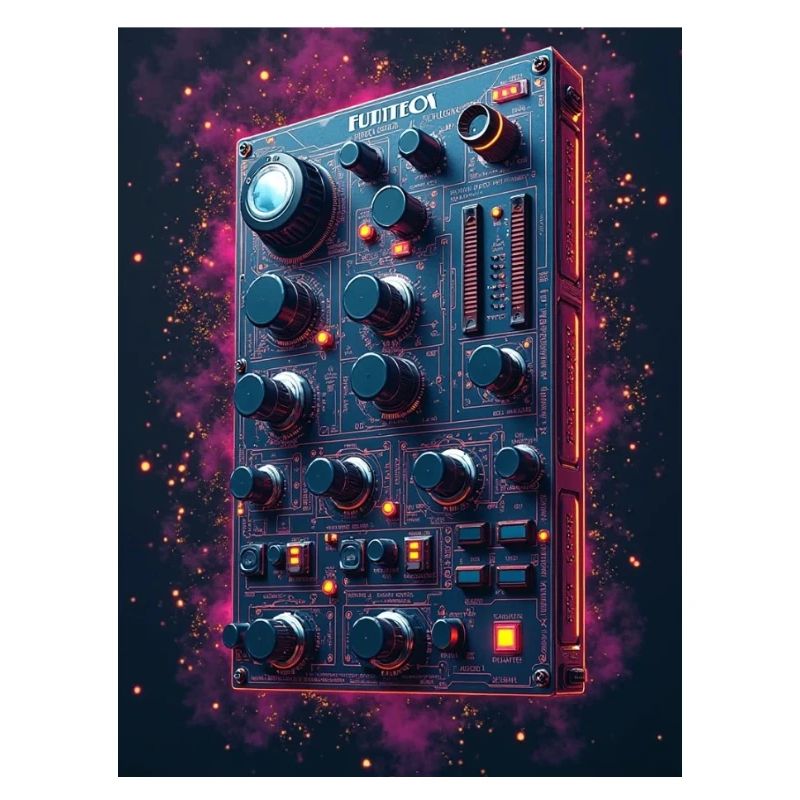 Futuristic synthesizer in space design