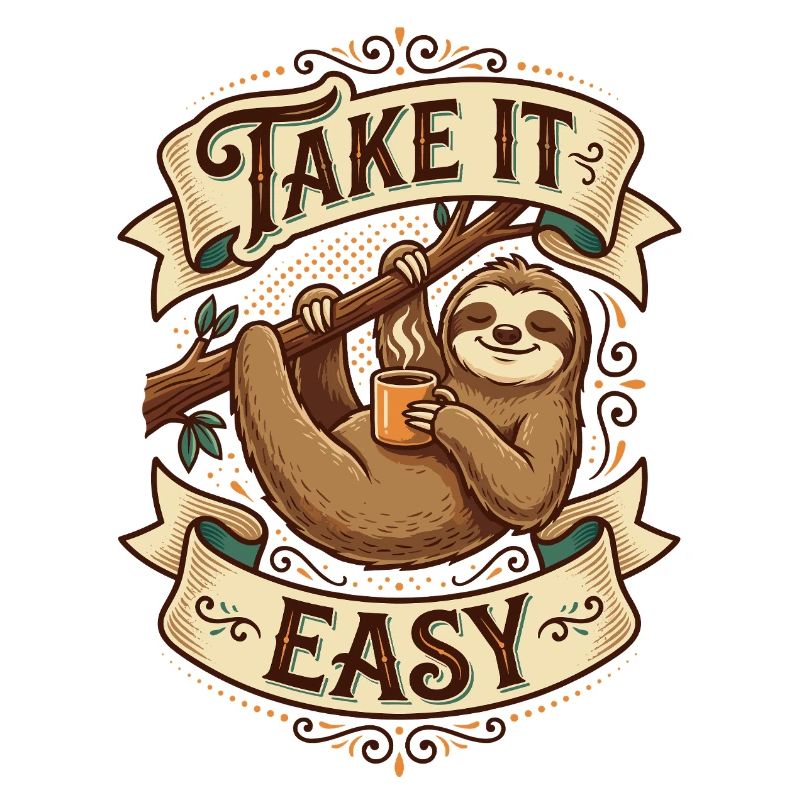 Take It Easy Sloth Motif