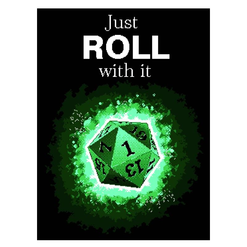 Just Roll With It Retro D20 Green Dice