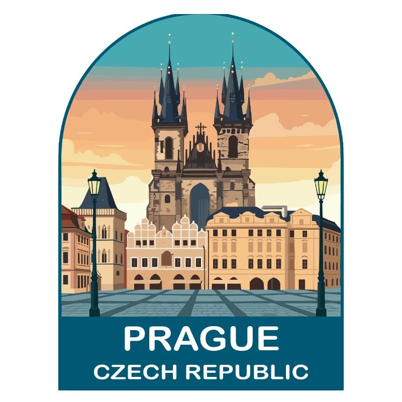 Affiche vintage de Prague République tchèque