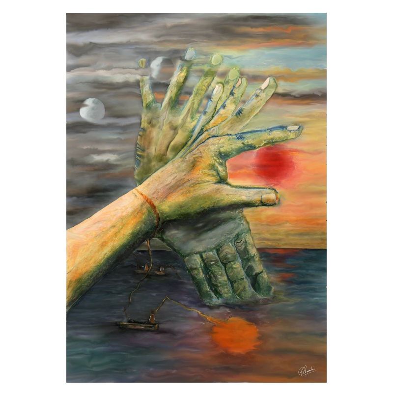 Surreal Twin Hands at Sunset