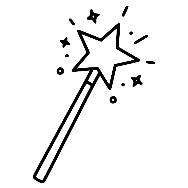 Minimalist Wand Star Magic Line Art