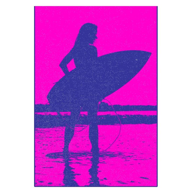 Neon Silhouette Surfer Beach