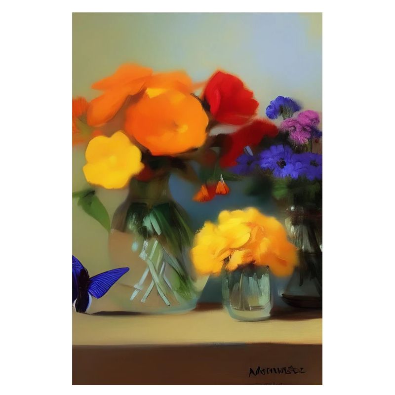 Fleurs et papillon