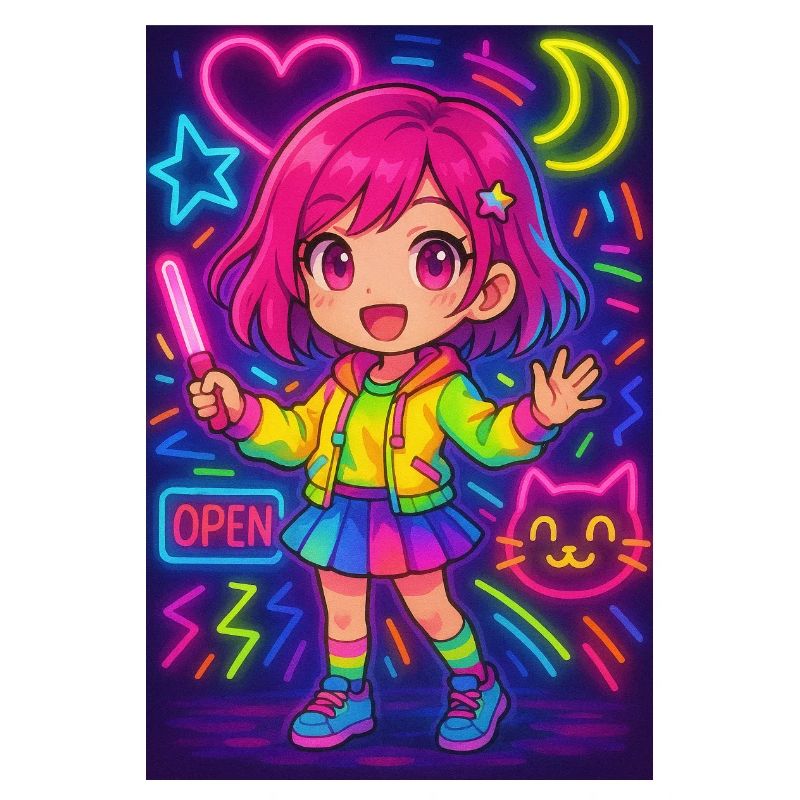 Neon Chibi Magic - Énergie d’anime colorée