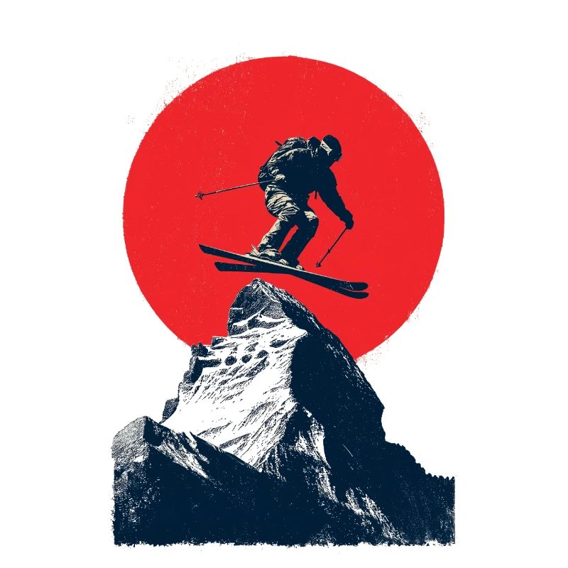 Ski jumping over rocky peaks