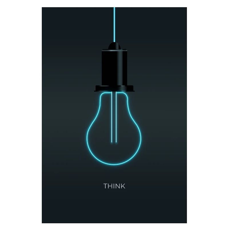 Think – Creative Neon Idea in Electric Blue