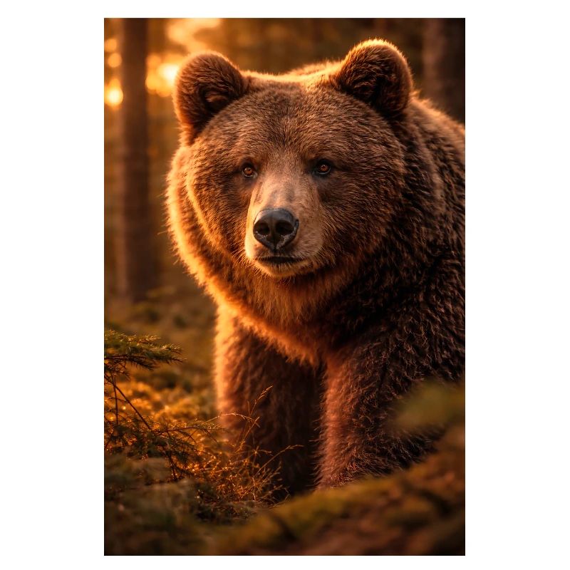 Sunset bear in forest