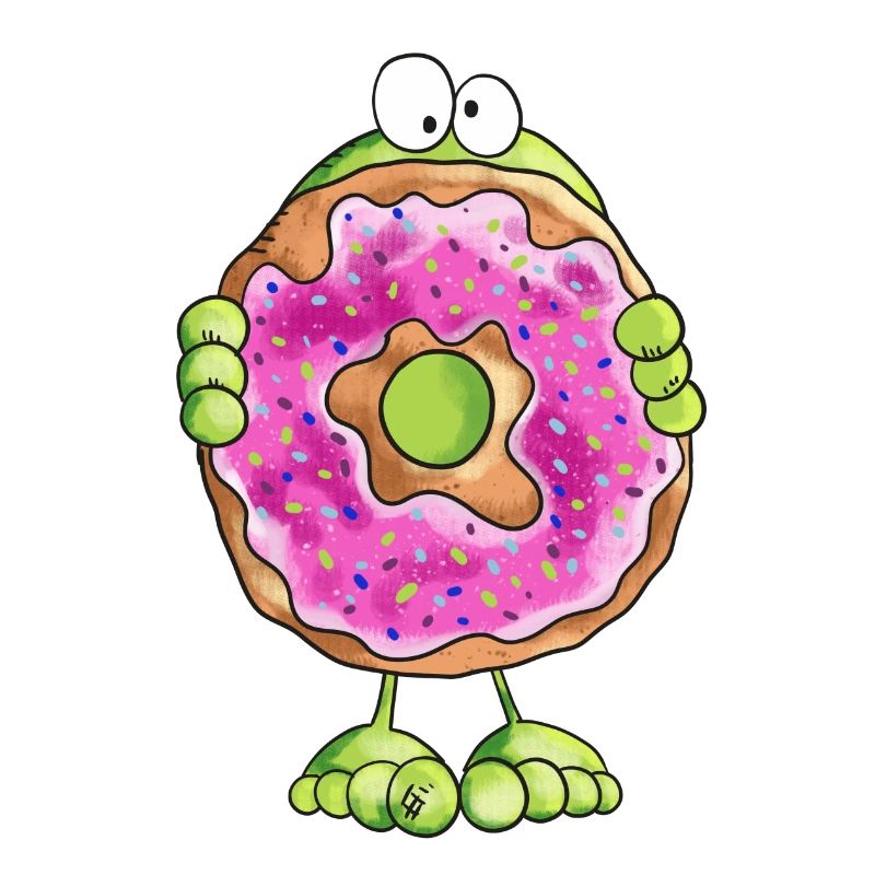 Frosch versteckt sich hinter Donut - Cookie
