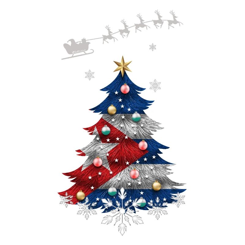Weihnachtsbaum mit Kuba-Flagge