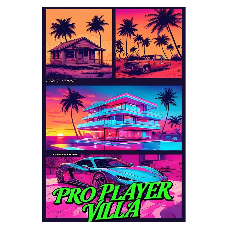 PROFISPIELER VILLA - Neon Synthwave Gaming Art