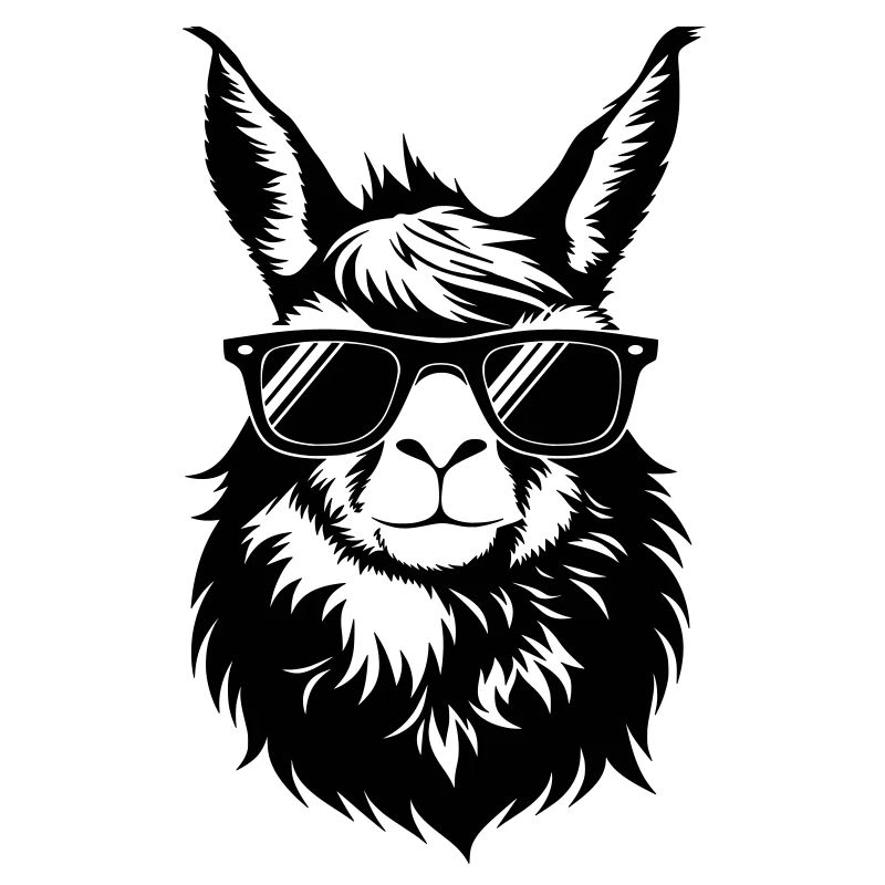 Cool llama head with sunglasses