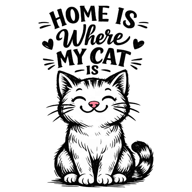 Chez moi, c’est là où est mon chat – motif de chat mignon