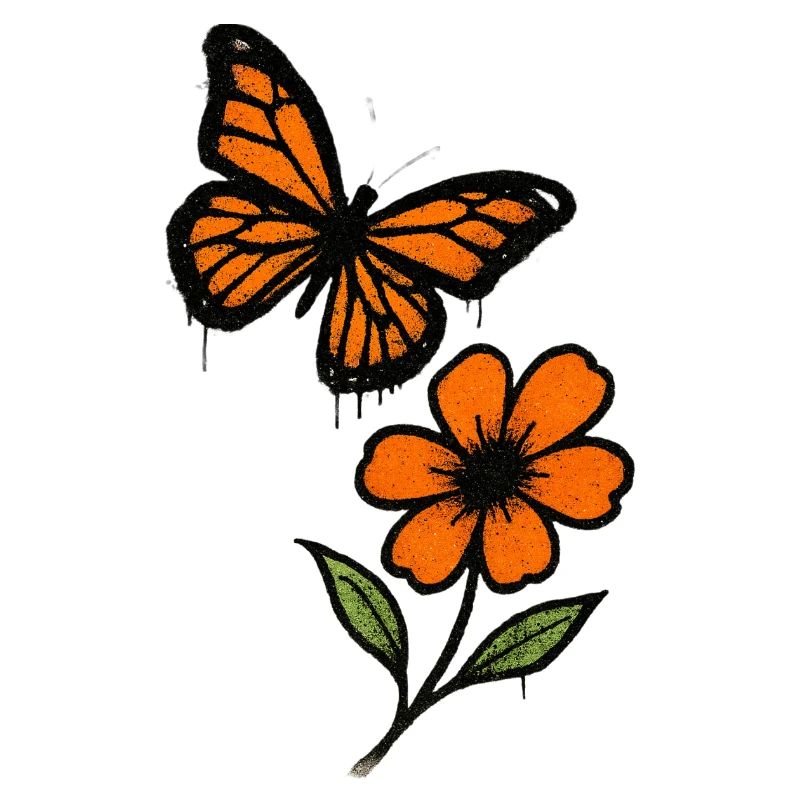 Graffiti de papillons et de fleurs