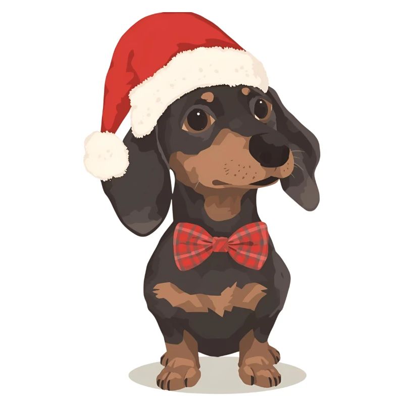 Weihnachts Dackel mit Mütze und Fliege
