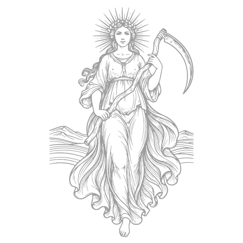 Déesse céleste Moissonneur avec la faux