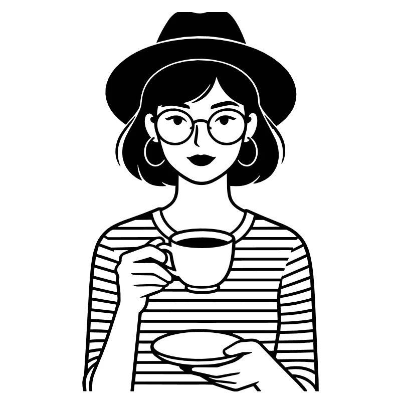 fille de la hanche au café