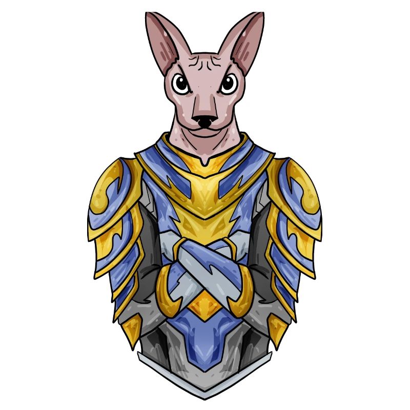 Chevalier Chat Chat Race Sphynx avec Armure